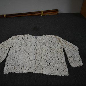 Kathryn Deene Elegant Crochet and Pearl Jacket